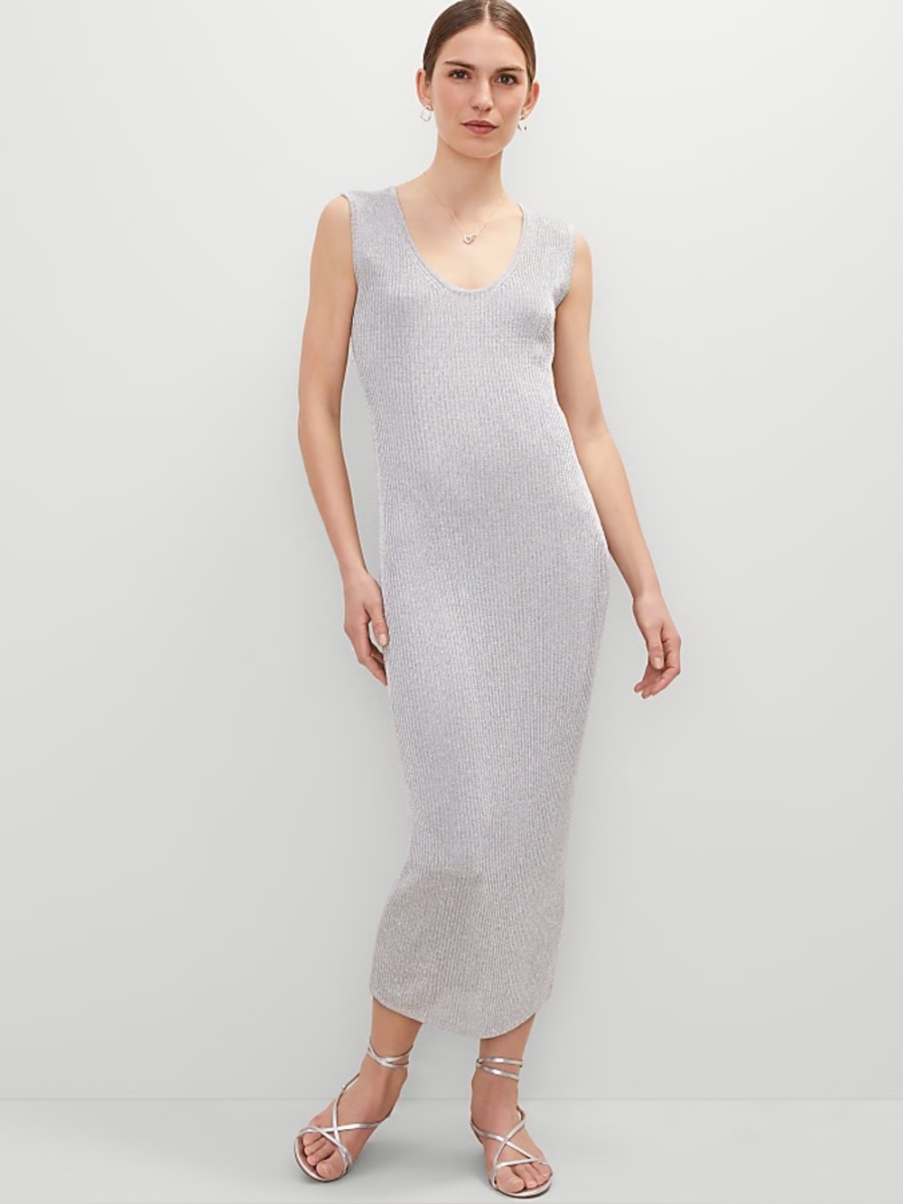 Ann Taylor  Scoop Neck Metallic Dress sz M